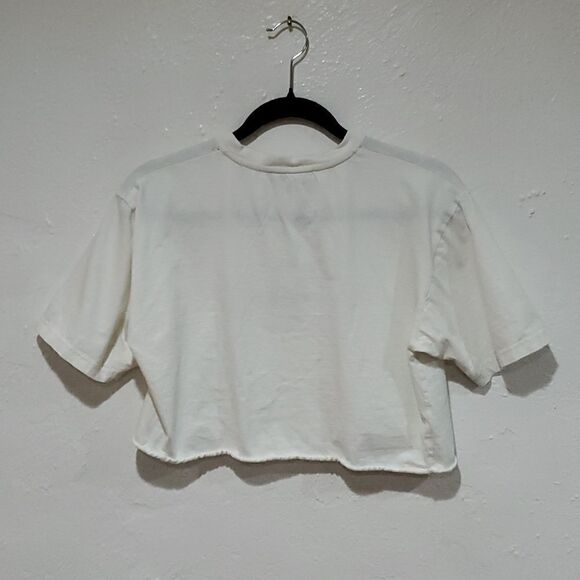 Rare Ksenia Schnaider Cropped T Shirt in White With Logo & Embroidered Doves - Picture 3 of 7